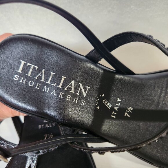 New in Box ITALIAN SHOEMAKERS Black Jeweled Platform Sandal - Picture 5 of 9